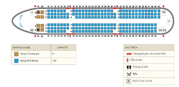 Vị Trí Ghế Ngồi Trên Máy Bay Vietnam Airlines